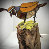 Glass Quail on Wood